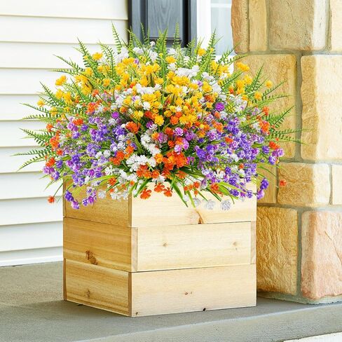 Uieke 24 Bundles Artificial Flowers for Outdoors UV Resistant Fake Flowers Faux Plastic Greenery Plants Shrubs for Outdoor Garden Window Box Home Indoor Decor in Saudi Arabia