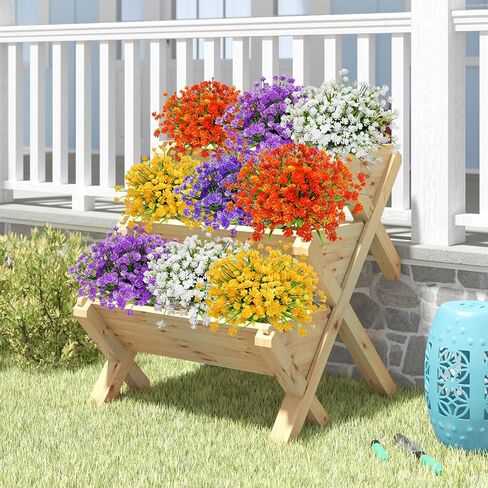 Uieke 24 Bundles Artificial Flowers for Outdoors UV Resistant Fake Flowers Faux Plastic Greenery Plants Shrubs for Outdoor Garden Window Box Home Indoor Decor in Saudi Arabia