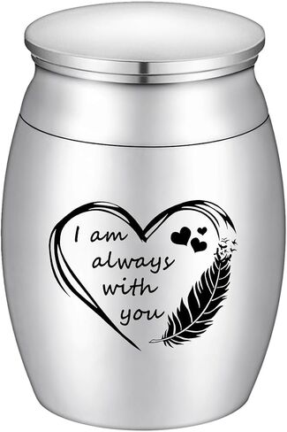 SOITIS Small Urns for Human Ashes, Stainless Steel Mini Urns, Keepsake with Heart Mini Cremation for Ashes - I am Always with You in Saudi Arabia