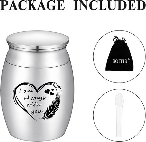 SOITIS Small Urns for Human Ashes, Stainless Steel Mini Urns, Keepsake with Heart Mini Cremation for Ashes - I am Always with You in Saudi Arabia