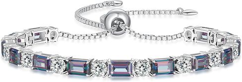 Birthstone Tennis Bracelets for Women White Gold Sterling Silver Gemstone Bracelets Adjustable Chain 6-9 Inchs Jewelry Anniversary Birthday Gifts for Women Mom Wife Her in Kuwait