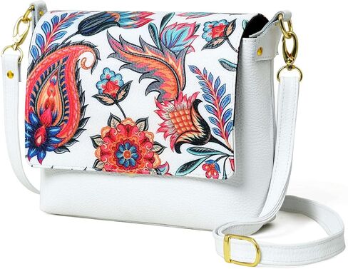 ADYAN Handmade Full Grain Soft Leather Floral Printed Cross body Sling Bag for Women in Kuwait
