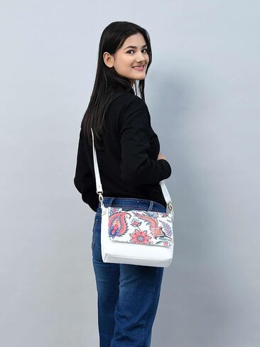 ADYAN Handmade Full Grain Soft Leather Floral Printed Cross body Sling Bag for Women in Kuwait