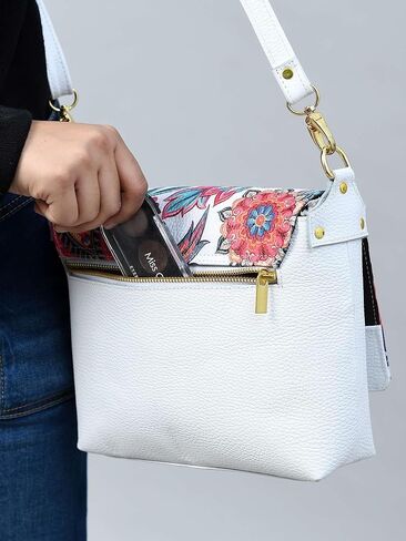 ADYAN Handmade Full Grain Soft Leather Floral Printed Cross body Sling Bag for Women in Kuwait