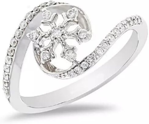 Round Cut White Diamond 14k White Gold Finish Snowflake Shape Ring For Women's in Saudi Arabia