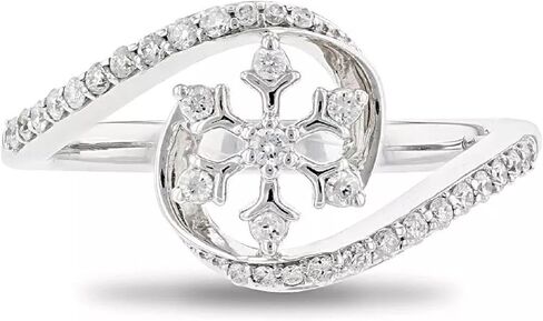Round Cut White Diamond 14k White Gold Finish Snowflake Shape Ring For Women's in Saudi Arabia
