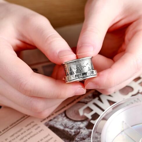 Fidget Ring Bear & Pine | شجرة الحياة | الغزلان والصنوبر | مجرد تنفس 925 الجنيه الاسترليني الفضة حلقة الدوار للنساء خواتم الإغاثة الإغاثة in Saudi Arabia