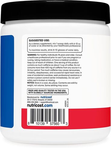 Nutricost Creatine + Energy 30 حصص (نكهة ثمار الفاكهة) - 5000 ملغ من الكرياتين أحادي الهيدرات + 350 ملجم مجمع للطاقة لكل وجبة in Saudi Arabia