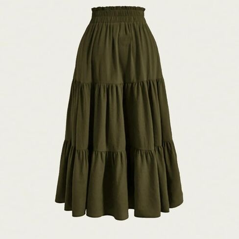 Boho Skirts for Women 2025 Summer Trendy Floral Flowy Maxi Skirt Elastic High Waist Tiered A-Line Beach Dress in Kuwait