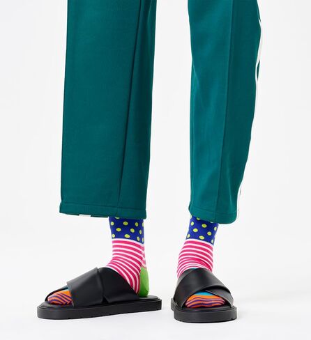 مجموعة جوارب طاقم Socks Happy ، للرجال والنساء ، مصنوعة من القطن المستدام - الأزرق والأخضر - الحجم الصغير/المتوسط - 4 عبوات in Kuwait