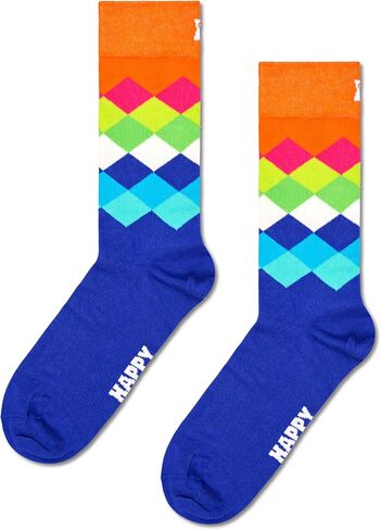 مجموعة جوارب طاقم Socks Happy ، للرجال والنساء ، مصنوعة من القطن المستدام - الأزرق والأخضر - الحجم الصغير/المتوسط - 4 عبوات in Kuwait