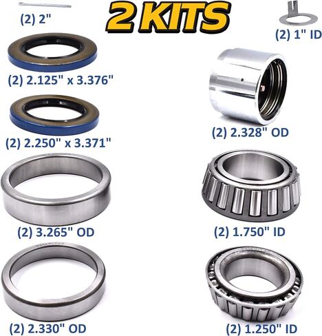 2 Trailer Hub Rebuild Kits 1-1/4" & 1-3/4" 5200-7000lbs Axle Wheel Spindles 25580/25520, LM67048 / LM67010 - Greaseable Bearing Protectors, Cargo Utility, Landscape RV Mobile Home PopUp Landscaping in Saudi Arabia