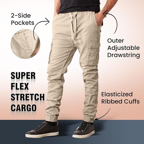 Galaxy by Harvic 3-Pack Men's Super Flex Stretch Cargo Pants-Fit Modern Fit و 4 Way Way و Comfort طوال اليوم in Saudi Arabia