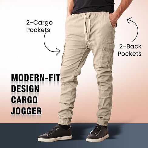 Galaxy by Harvic 3-Pack Men's Super Flex Stretch Cargo Pants-Fit Modern Fit و 4 Way Way و Comfort طوال اليوم in Saudi Arabia