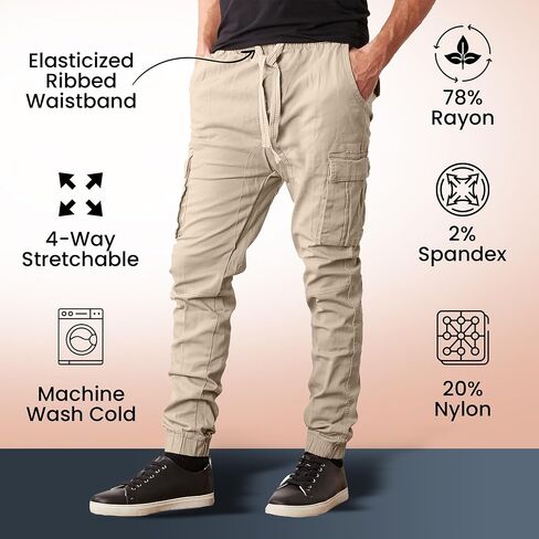 Galaxy by Harvic 3-Pack Men's Super Flex Stretch Cargo Pants-Fit Modern Fit و 4 Way Way و Comfort طوال اليوم in Saudi Arabia