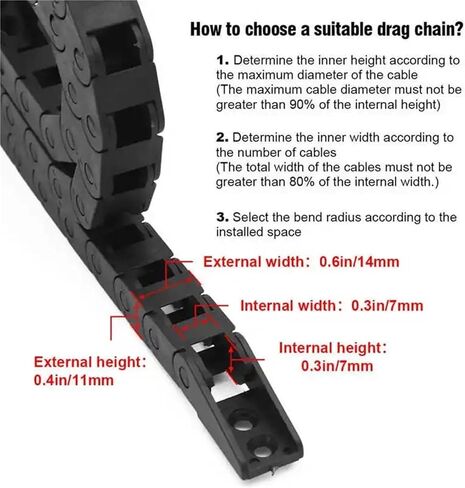 Cable Chain 7x7 10x10/15/20/30/40mm Cable Drag Chain Wire Carrier with End Connectors for CNC Machines 550mm/1000mm Length(10x15mm 1000mm) in Saudi Arabia