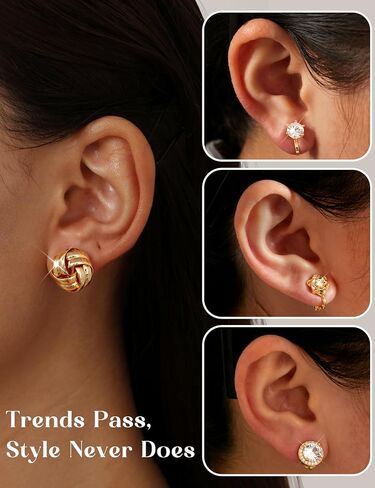 Besteel CZ Clip على الأقراط نساء - أقراط غير مثقبة للمعايين - الأذنين الحساسة للآذان الحاسوبة الصغيرة الزركونيا الزورق قلب مربعة مربعة تويست أقراط مزيفة مجموعة الزفاف/الرقص in Saudi Arabia