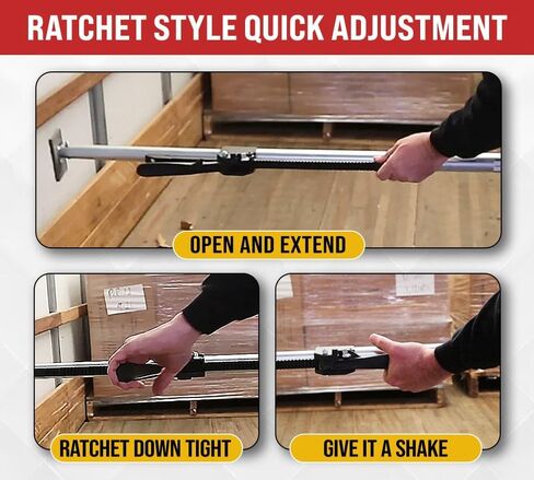 Mytee Products 86"–114" Cargo Jack Load Bar with Welded Square Steel Tube & Bolt-On Pivoting Rubber Feet, Galvanized Finish, Adjustable Load Lock Bar for Trailers & Box Trucks in Kuwait