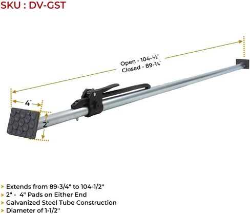 Mytee Products 86"–114" Cargo Jack Load Bar with Welded Square Steel Tube & Bolt-On Pivoting Rubber Feet, Galvanized Finish, Adjustable Load Lock Bar for Trailers & Box Trucks in Kuwait