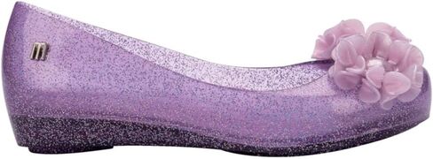 حذاء باليه مسطح للفتيات من Mini melissa Ultragirl Springtime للفتيات - حذاء مسطح جيلي مريح وجذاب بمقدمة مفتوحة مع فيونكات زهور، حذاء جيلي للأطفال، أزرق، 4 in Kuwait