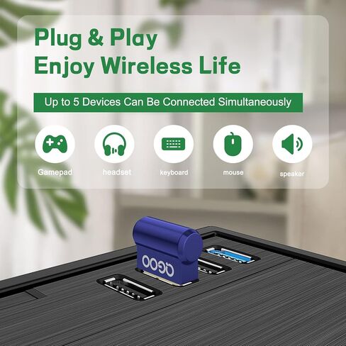 USB Bluetooth Adapter for PC - QGOO Bluetooth Dongle 5.3 EDR, Wireless Receiver for Desktop Computer Laptop Bluetooth Adapter5.3-V35.646.07 Green07 in Saudi Arabia