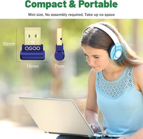 USB Bluetooth Adapter for PC - QGOO Bluetooth Dongle 5.3 EDR, Wireless Receiver for Desktop Computer Laptop Bluetooth Adapter5.3-V35.646.07 Green07 in Saudi Arabia