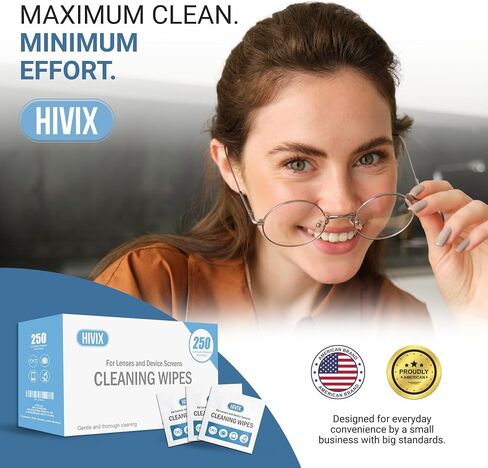 Lens Wipes Individually Wrapped – 250 Count Screen Wipes & Glasses Cleaner Wipes, Streak-Free Quick-Dry, Safe for Eyeglasses & Screens in Saudi Arabia