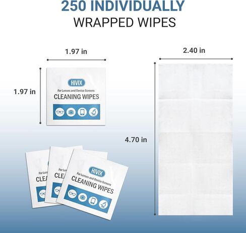 Lens Wipes Individually Wrapped – 250 Count Screen Wipes & Glasses Cleaner Wipes, Streak-Free Quick-Dry, Safe for Eyeglasses & Screens in Saudi Arabia