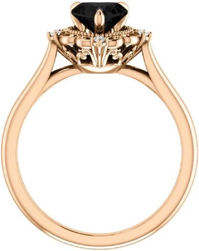 2.00 CT خمر هالة أسود قلب بلاك 14 كيلو أبيض الذهب ، القلب الفيكتوري الأسود أونيكس ، خاتم خطوبة من الماس الأسود العتيقة ، خاتم الماس الأسود ، خاتم الزفاف لها in Saudi Arabia