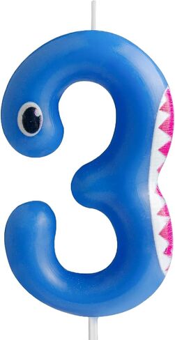 Number 2 Blue Shark Birthday Candles for Cake Toppers, Ocean Animals Theme Party Decorations, 2rd Happy Birthday Candle for Shark Baby Shower & Birthday Party Supplies in Saudi Arabia