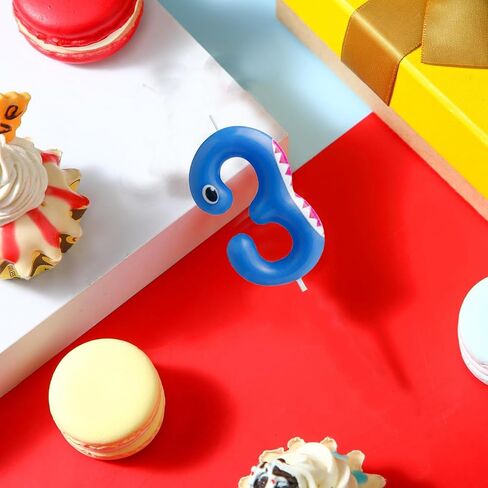 Number 2 Blue Shark Birthday Candles for Cake Toppers, Ocean Animals Theme Party Decorations, 2rd Happy Birthday Candle for Shark Baby Shower & Birthday Party Supplies in Saudi Arabia