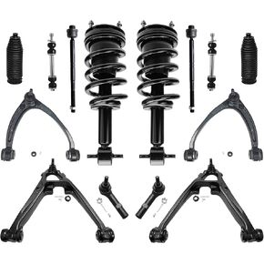 Detroit Axle - End Front 14pc Kit 07-13 Chevy GMC Silverado Sierra Sierra 1500 Upper Lower Control Arms with Ball Bar Bar Bar Rods Inner Tie Boots Boots Struts with Coil Spring in Kuwait