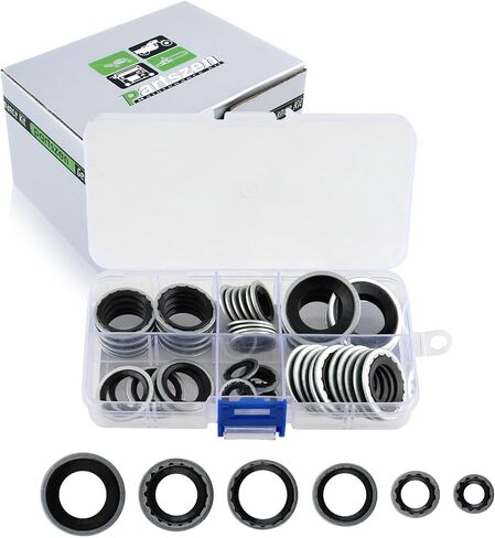 45pcs AC O Ring Kit O Ring Assortment Kit Car Air Conditioning Compressor Gasket Car Accessories AC Seal Kit Automotive AC Compressor Seals Self-Centered Bonded Seal Assortment for Car Truck in Saudi Arabia