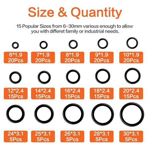 طقم حلقات مطاطية 200 بكسل ، و 15 مقاسًا من 6 إلى 30 مم مجموعة من حشية السيليكون الختم O-Ring مجموعة ، من أجل غسالات السباكة والسيارات وحنفية ، وتوصيلات الهواء أو الغاز ، ومقاومة الزيت والحرارة مع صندوق in Kuwait