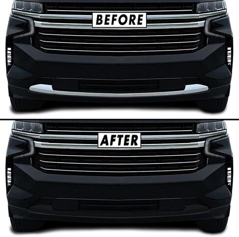 SlickMod Chrome Delete Blackout Vinyl Overlay Compatible with 2021-2022 Chevy Tahoe (2. Rear Bumper Lip Trim, Gloss Black) in Saudi Arabia