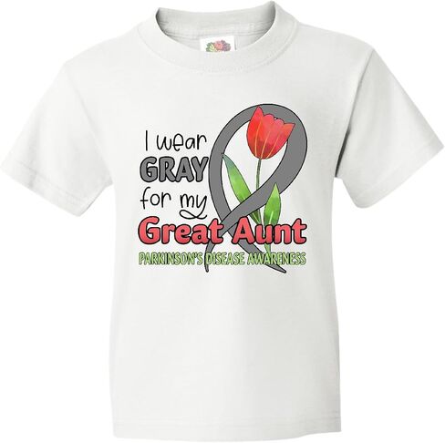 inktastic I Wear Gray for My Great Aunt- Parkinsons Disease Youth T-Shirt in Saudi Arabia
