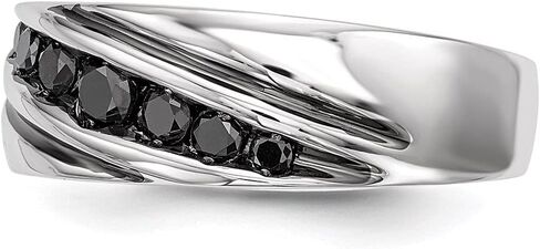 Diamond2Deal Men's 925 Sterling Silver Black Diamond Wedding Band Ring Size 11 (0.50ct) in Saudi Arabia