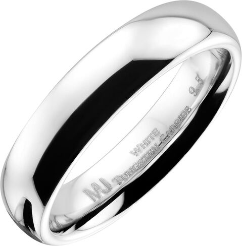 Custom Engraved Custom Classic Mirror Polished White Tungsten Carbide 3mm to 10mm COMFORT FIT Wedding Band Ring… in Saudi Arabia