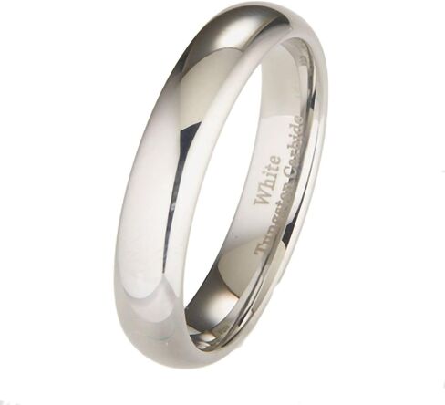 Custom Engraved Custom Classic Mirror Polished White Tungsten Carbide 3mm to 10mm COMFORT FIT Wedding Band Ring… in Saudi Arabia