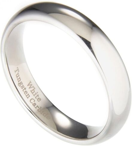 Custom Engraved Custom Classic Mirror Polished White Tungsten Carbide 3mm to 10mm COMFORT FIT Wedding Band Ring… in Saudi Arabia