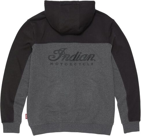 Indian Motorcycle Men's Colorblock Script Hoodie, Gray, Cotton and Polyester, Front and Back Embroidery - 2864778 in Saudi Arabia