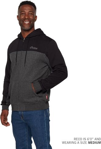 Indian Motorcycle Men's Colorblock Script Hoodie, Gray, Cotton and Polyester, Front and Back Embroidery - 2864778 in Saudi Arabia