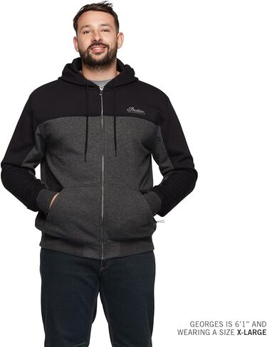 Indian Motorcycle Men's Colorblock Script Hoodie, Gray, Cotton and Polyester, Front and Back Embroidery - 2864778 in Saudi Arabia