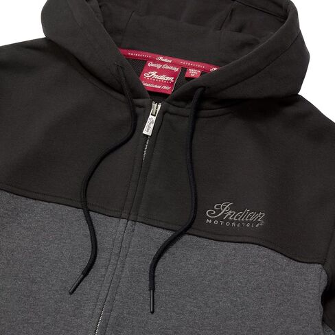 Indian Motorcycle Men's Colorblock Script Hoodie, Gray, Cotton and Polyester, Front and Back Embroidery - 2864778 in Saudi Arabia