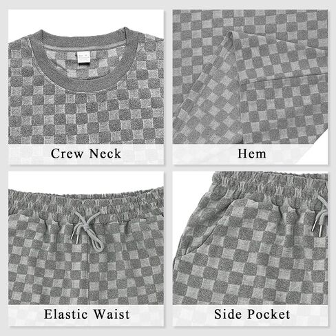 Men's 2 Piece Set Summer Outfits Casual Geometric Texture Short Sleeve Shirt and Shorts Track Suits for Men Set in Saudi Arabia