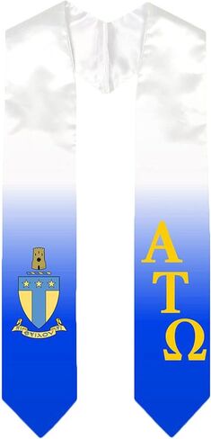 Greekgear Alpha Tau Omega Ato Extra Fancy Diagonal Greek Treagued Stole W Crest in Kuwait