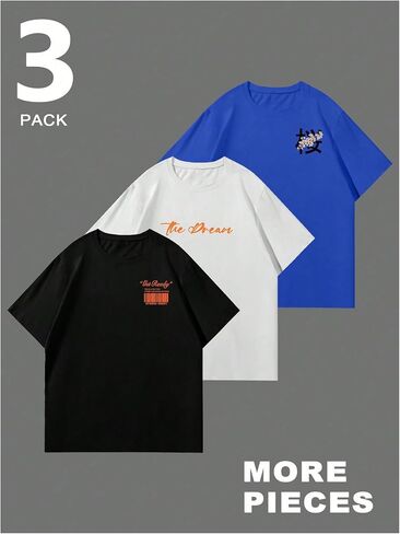 GORGLITTER Men's 3 Pack Vintage Graphic Tee Shirt Short Sleeve Crew Neck Casual Streetwear T-Shirts in Saudi Arabia