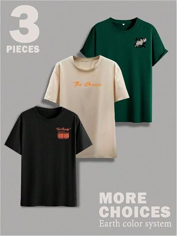 GORGLITTER Men's 3 Pack Vintage Graphic Tee Shirt Short Sleeve Crew Neck Casual Streetwear T-Shirts in Saudi Arabia