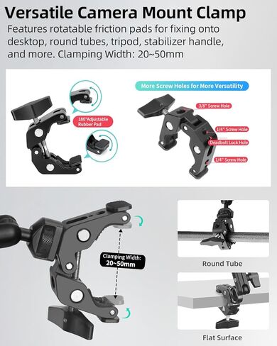 Magic Arm 11Inches with Super Clamp Camera Mount Clamp, Adjustable Articulating Friction Magic Arm with 1/4" Screw for Flash/LED Light/Microphone/Webcam/Monitor, Max Load:5.5lb/2.5kg in Kuwait