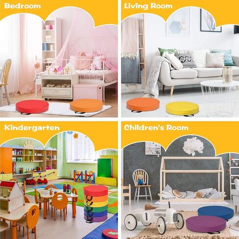 6 Pcs Square Floor Cushions for Kids, 15'' Soft Foam Floor Seating w/Handles, Colored Flexible Seating for Classroom Elementary, Story Time, Kindergarten, Daycare, Preschool & Nursery in Saudi Arabia